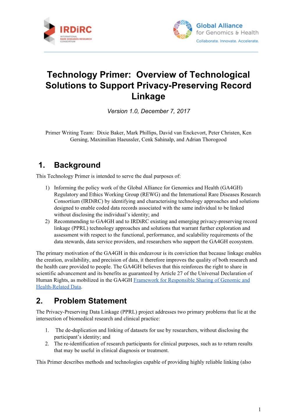 Technology Primer: Overview of Technological Solutions to Support Privacy-Preserving Record Linkage