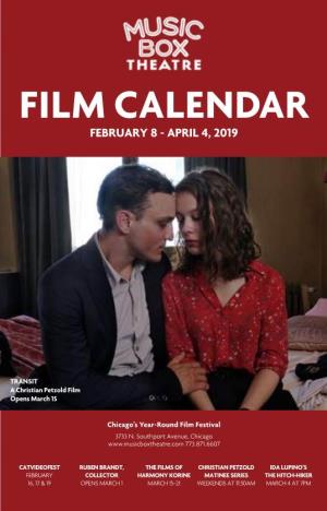 Film Calendar February 8 - April 4, 2019