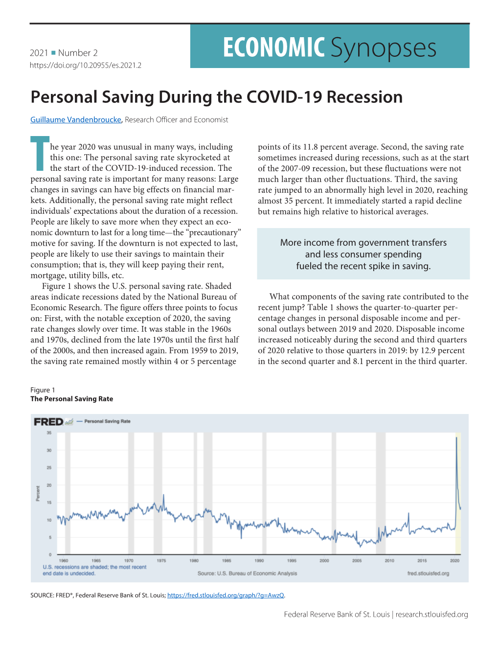 Personal Saving During the COVID-19 Recession