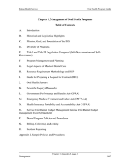 Chapter 1, Management of Oral Health Programs