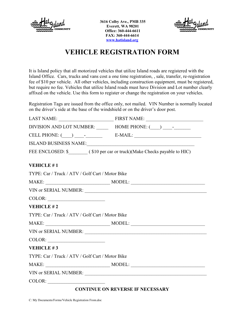 Vehicle Registration Form