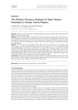 The Plantar Pressure Analysis of Open Stance Forehand in Female Tennis Players