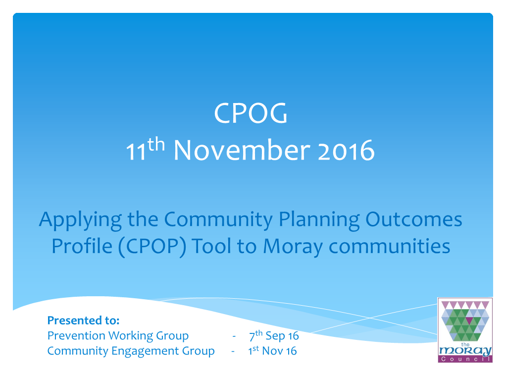 CPOP) Tool to Moray Communities
