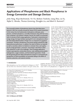 Applications of Phosphorene and Black Phosphorus in Energy Conversion and Storage Devices