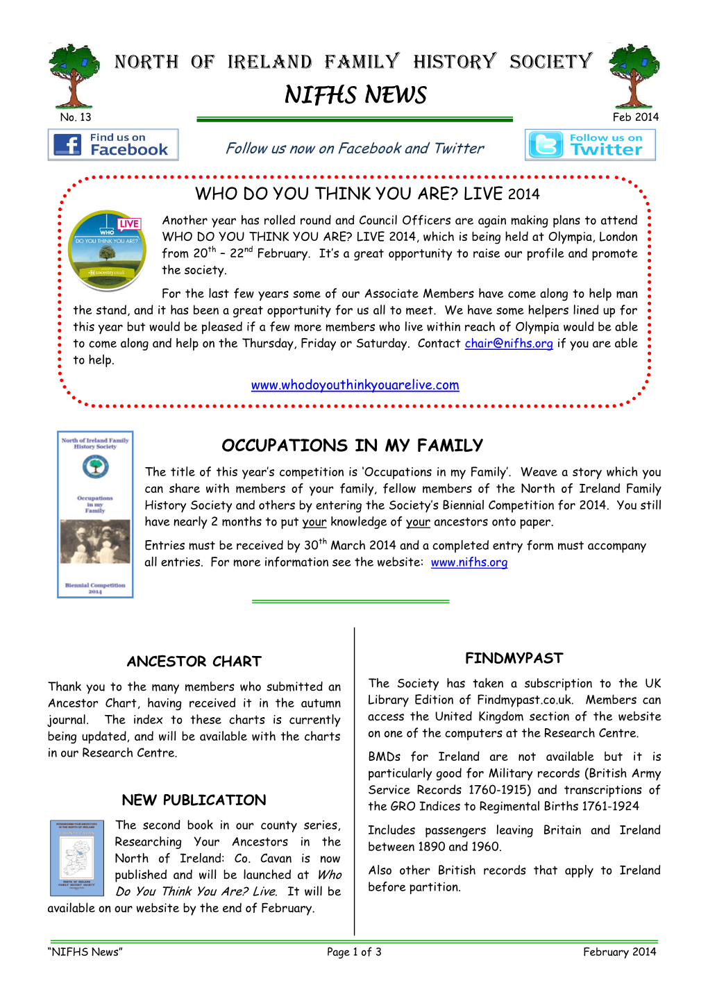 NIFHS NEWS No. 13 Feb 2014