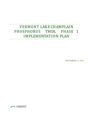 Vermont Lake Champlain Phosphorus Tmdl Phase 1 Implementation Plan