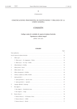 Catálogo Común De Variedades De Especies De Plantas Hortícolas Vigesimoctava Edición Integral (2009/C 248 A/01)
