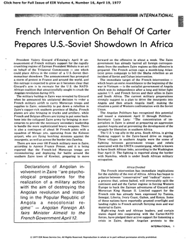French Intervention on Behalf of Carter Prepares U.S-Soviet