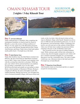 Oman/Khasab Tour 2 Nights / 3 Day Khasab Tour