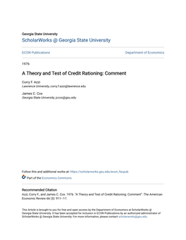 A Theory and Test of Credit Rationing: Comment
