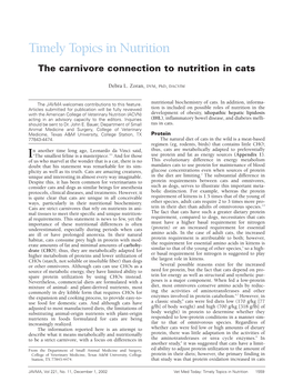 The Carnivore Connection to Nutrition in Cats