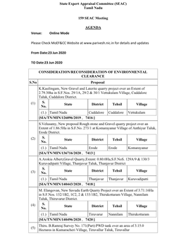 Tamil Nadu 159 SEAC Meeting AGENDA Venue