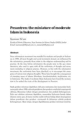 Pesantren: the Miniature of Moderate Islam in Indonesia