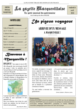 La Gazette Macquevilloise Avril MACQUEVILLE Le Petit Journal Du Patrimoine 2018 Écrit Et Réalisé Par Des Élèves De CM1/CM2