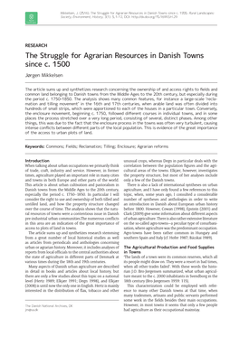 The Struggle for Agrarian Resources in Danish Towns Since C. 1500
