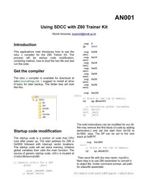 Using SDCC with Z80 Trainer Kit