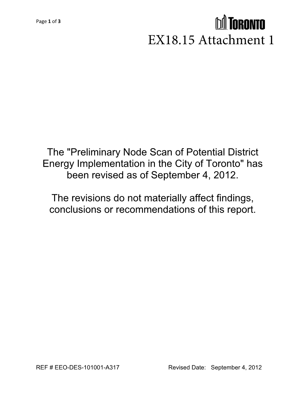 Preliminary Node Scan of Potential District Energy Implementation in the City of Toronto