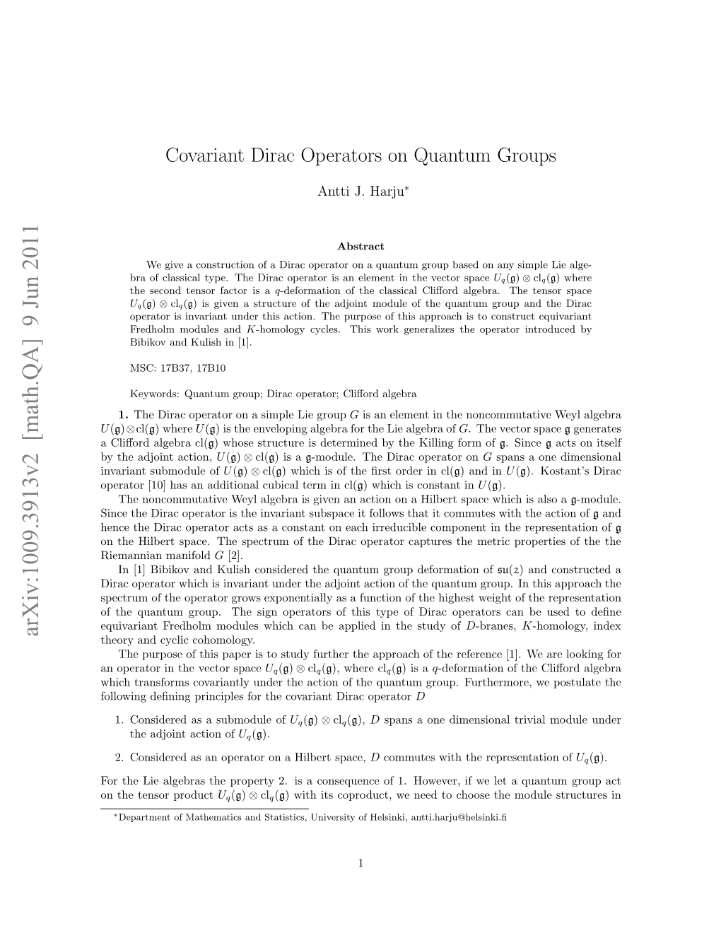 Covariant Dirac Operators on Quantum Groups