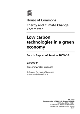 Low Carbon Technologies in a Green Economy