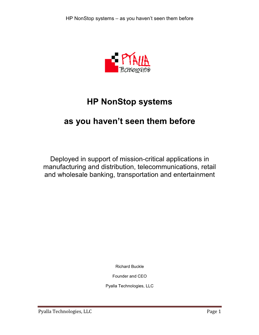 HP Nonstop Systems Deployments