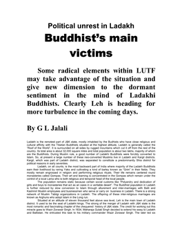 Political Unrest in Ladakh Buddhist’S Main