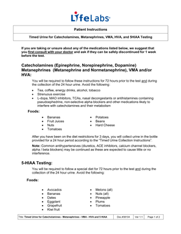 Timed-Urine-For-Catecholamines-Metanephrines-VMA-HVA-5-HIAA.Pdf