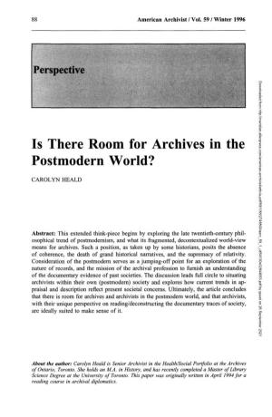 Is There Room for Archives in the Postmodern World?