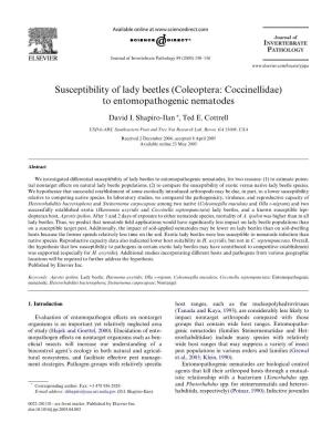 Susceptibility of Lady Beetles (Coleoptera: Coccinellidae) to Entomopathogenic Nematodes