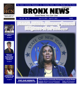 LETITIA JAMES: Attorney General Diligence of a Pearl See Page 9