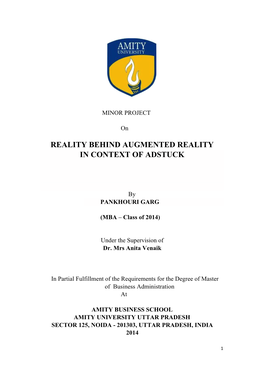 Reality Behind Augmented Reality in Context of Adstuck