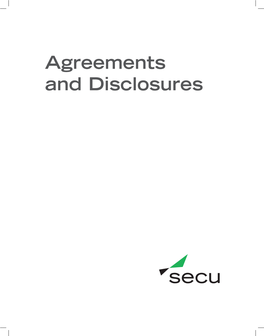 Agreements and Disclosures Agreements and Table of Contents