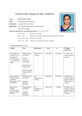 Faculty Profile (Template for BGC WEBSITE)
