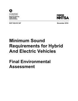 Minimum Sound Requirements for Hybrid and Electric Vehicles