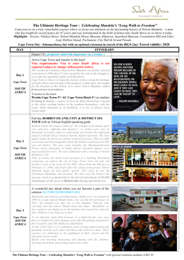 The Ultimate Heritage Tour : Celebrating Mandela's “Long Walk