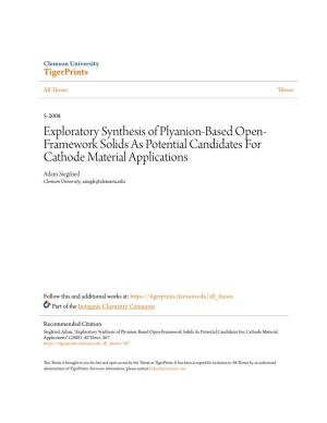 Exploratory Synthesis of Plyanion-Based Open-Framework Solids As Potential Candidates for Cathode Material Applications" (2008)