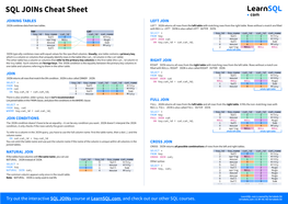 SQL Joins Cheat Sheet