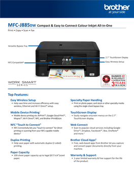 MFC-J885DW Compact & Easy to Connect Colour Inkjet All-In-One