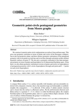 Geometric Point-Circle Pentagonal Geometries from Moore Graphs