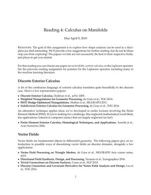 Reading 4: Calculus on Manifolds