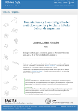 Foraminíferos Y Bioestratigrafía Del Cretácico Superior Y Terciario Inferior Del Sur De Argentina