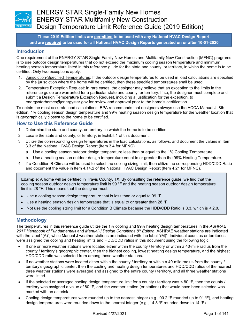 Design Temperature Limit Reference Guide (2019 Edition)