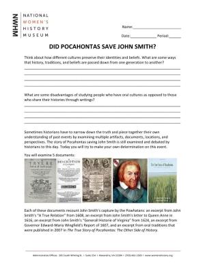 Pocahontas Truth Vs. Legends Document