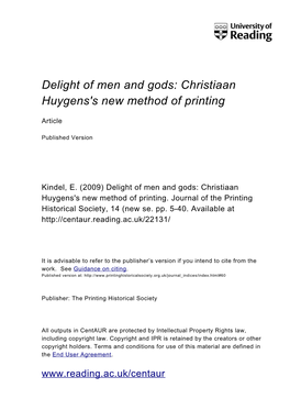 Christiaan Huygens's New Method of Printing