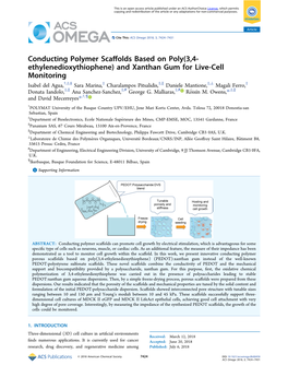 Conducting Polymer Scaffolds Based on Poly(3,4- Ethylenedioxythiophene) and Xanthan Gum for Live-Cell Monitoring