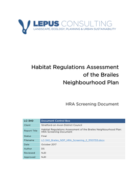 Brailes NDP HRA Screening Report
