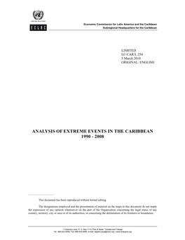 Analysis of Extreme Events in the Caribbean 1990 - 2008