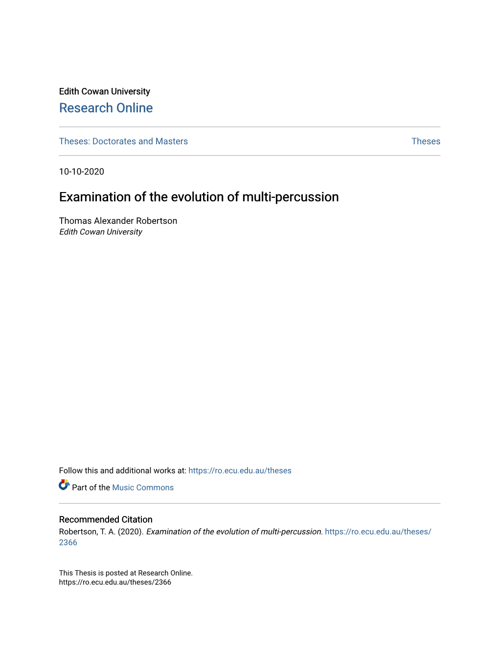 Examination of the Evolution of Multi-Percussion