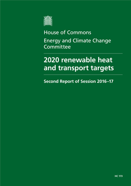 2020 Renewable Heat and Transport Targets