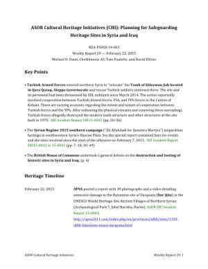 (CHI): Planning for Safeguarding Heritage Sites in Syria and Iraq