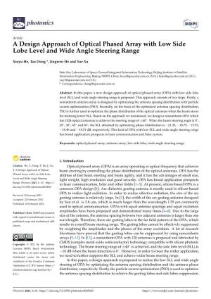 A Design Approach of Optical Phased Array with Low Side Lobe Level and Wide Angle Steering Range